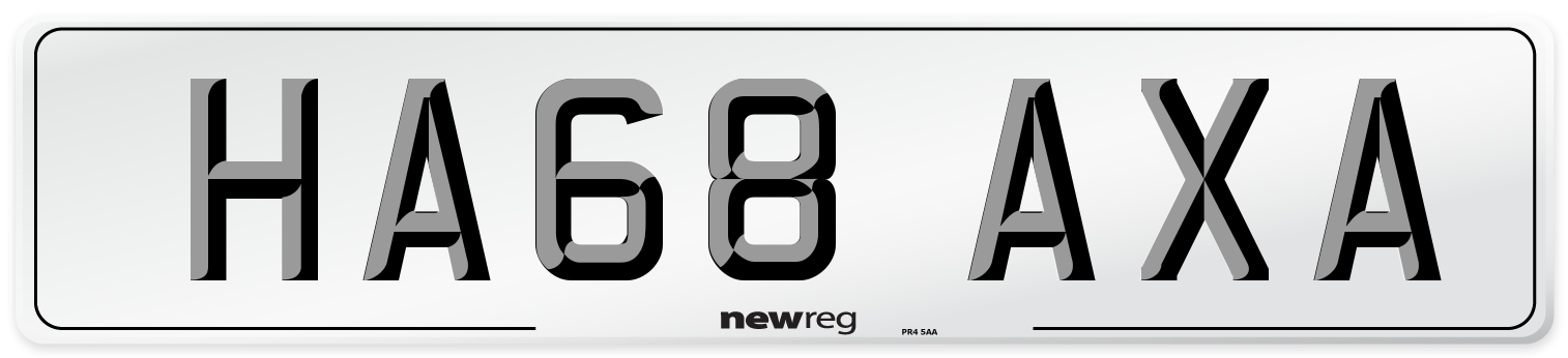 HA68 AXA Number Plate from New Reg